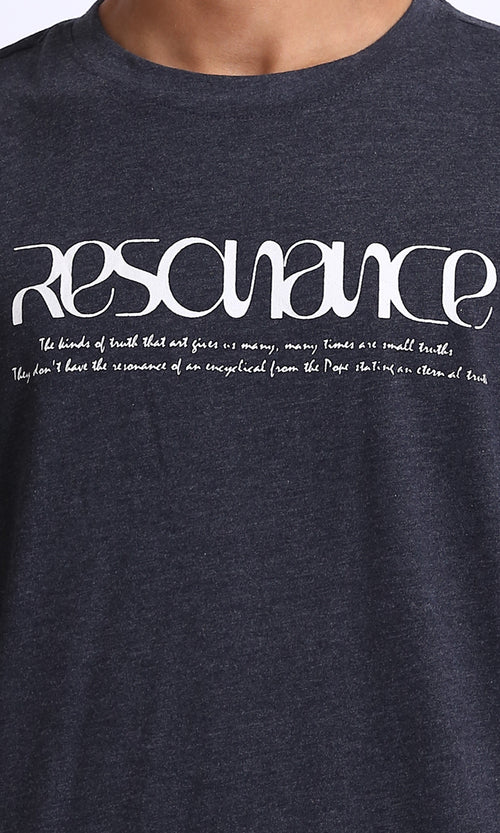 R207835 - Slip On Round Neck Printed Tee - Heather Charcoal