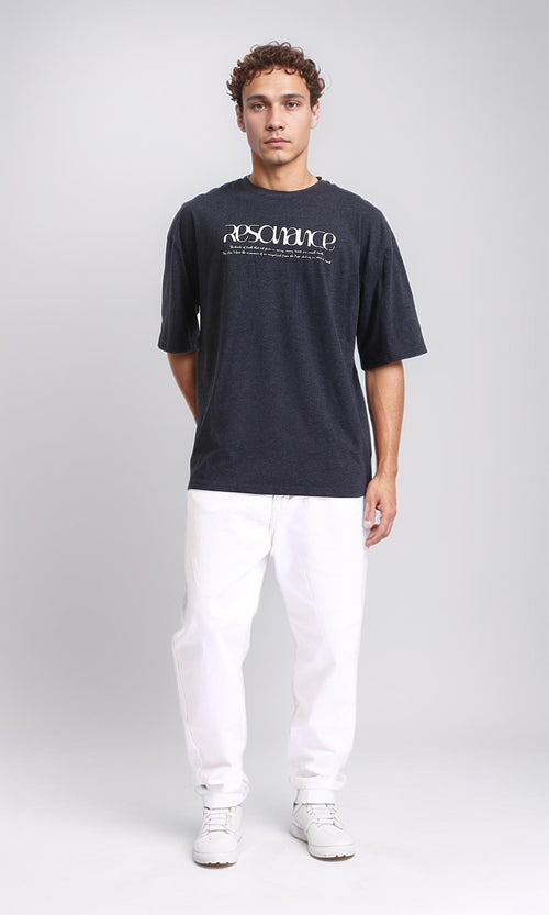 R207835 - Slip On Round Neck Printed Tee - Heather Charcoal