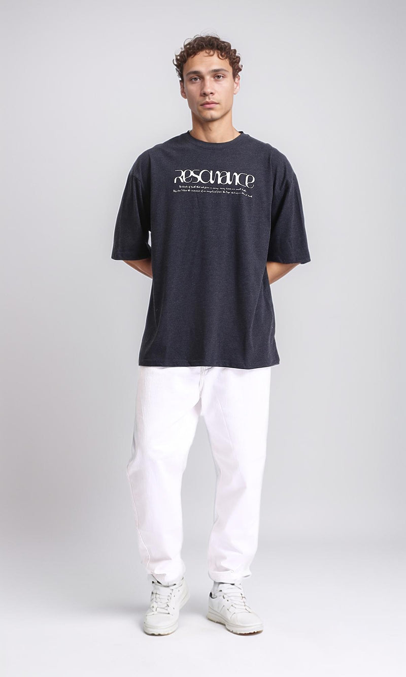 R207835 - Slip On Round Neck Printed Tee - Heather Charcoal