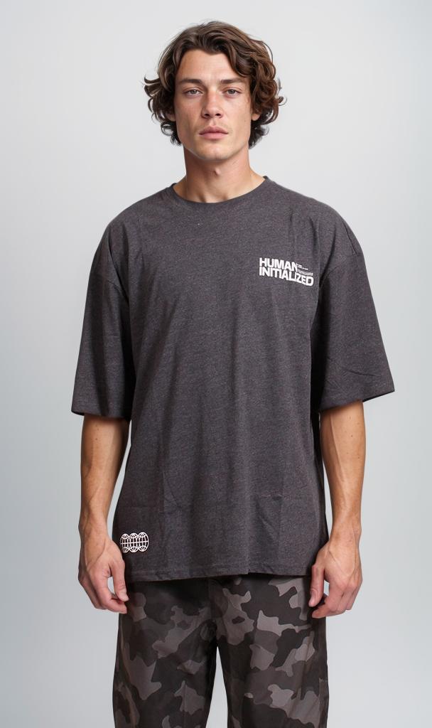 Graphic Printed Oversized T-Shirt - Charcoal Grey