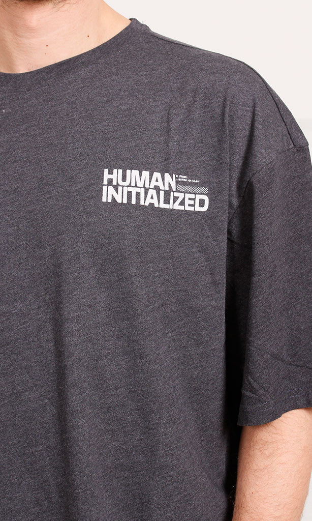 R207836 - Graphic Printed Oversized T-Shirt - Charcoal Grey