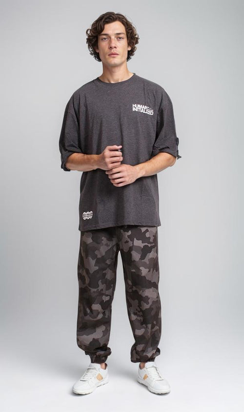 R207836 - Graphic Printed Oversized T-Shirt - Charcoal Grey