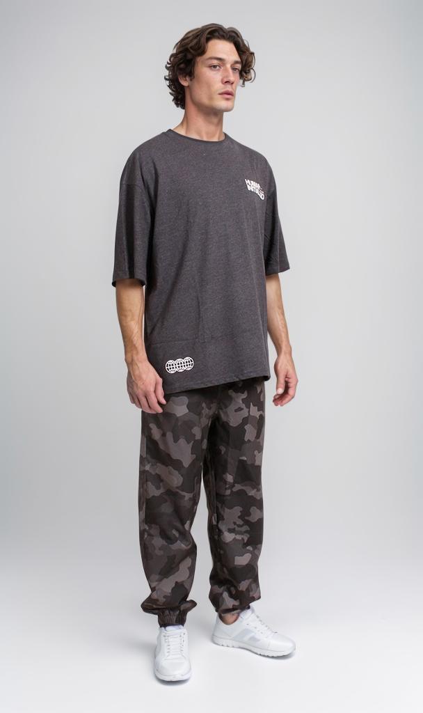 R207836 - Graphic Printed Oversized T-Shirt - Charcoal Grey