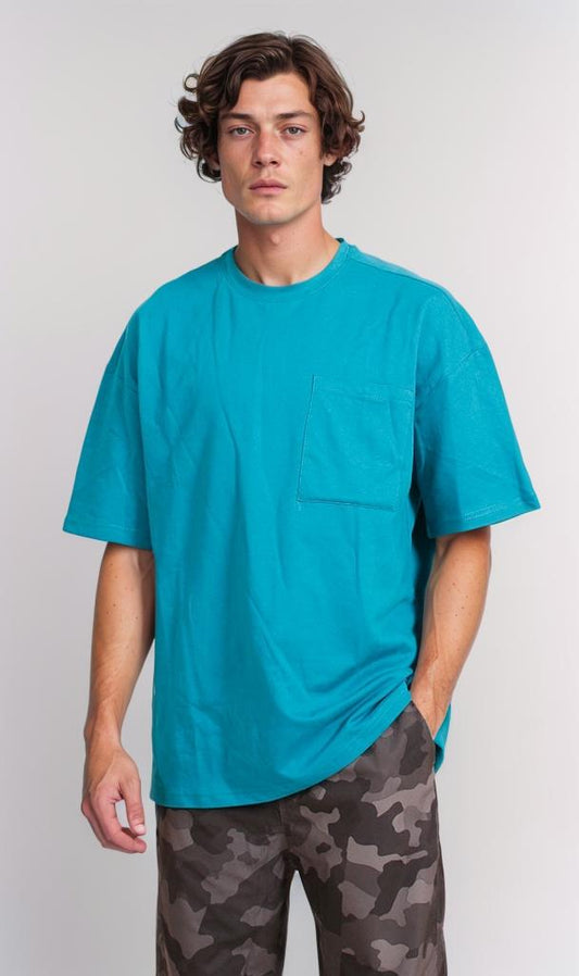 R207838 - Summer Melton Oversized T-Shirt - Teal Blue