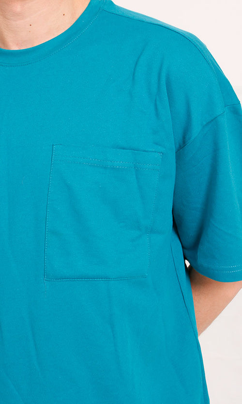 R207838 - Summer Melton Oversized T-Shirt - Teal Blue