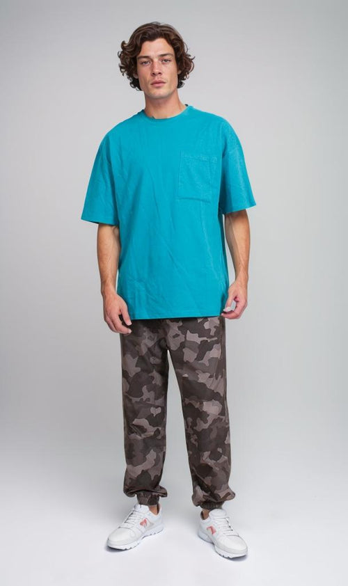 R207838 - Summer Melton Oversized T-Shirt - Teal Blue