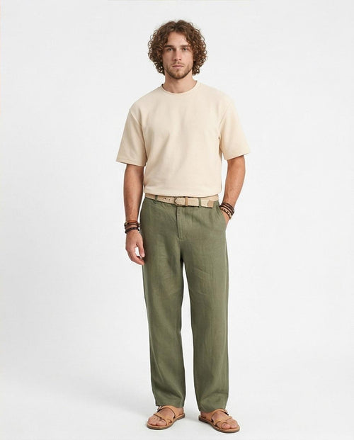 Ravin Men's Relaxed Ribbed Textured Crewneck T-Shirt - Ecru - R207840