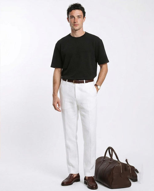 Ravin Men's Horizontal Ribbed Plissé T-Shirt – Black - R207842