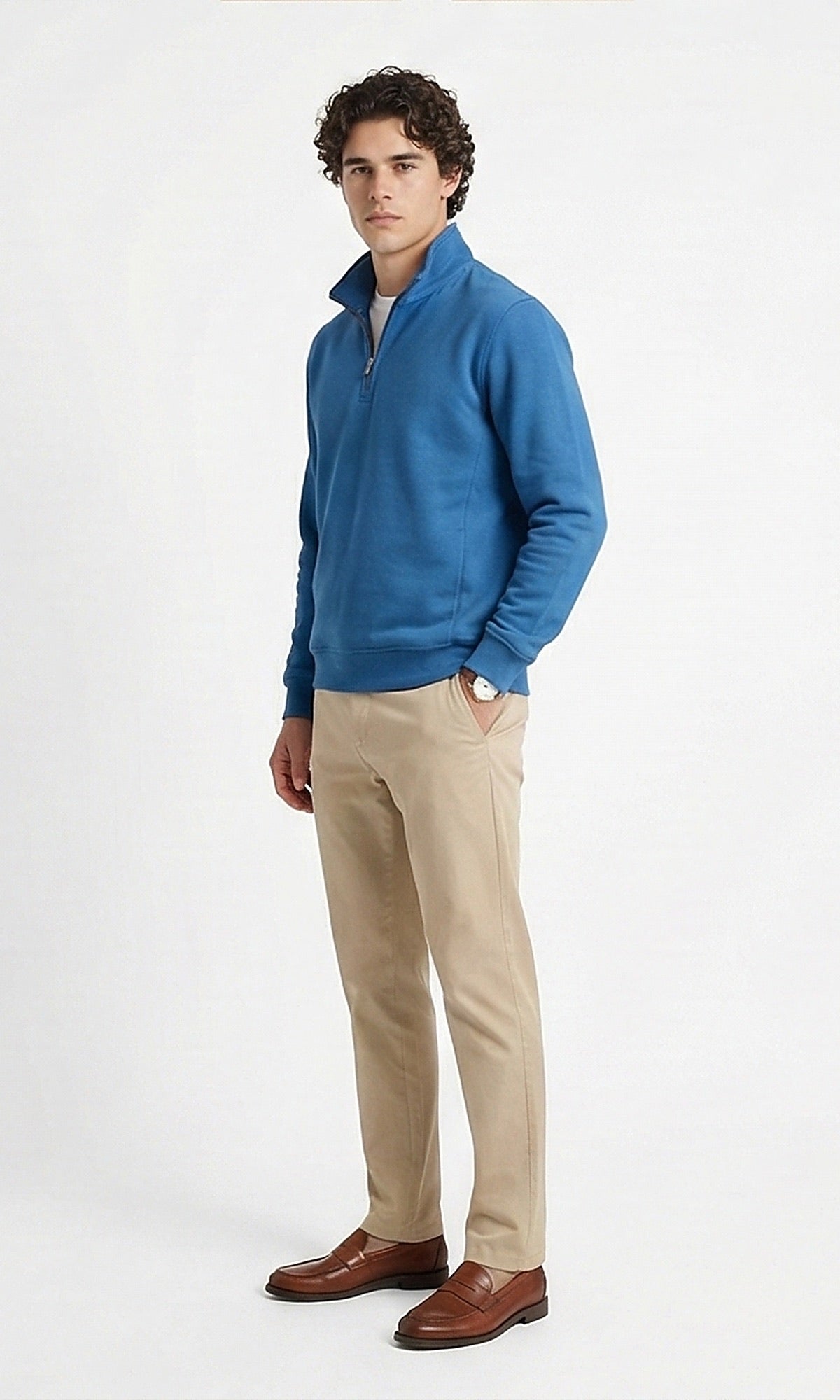 Essential Blue Quarter-Zip Sweatshirt