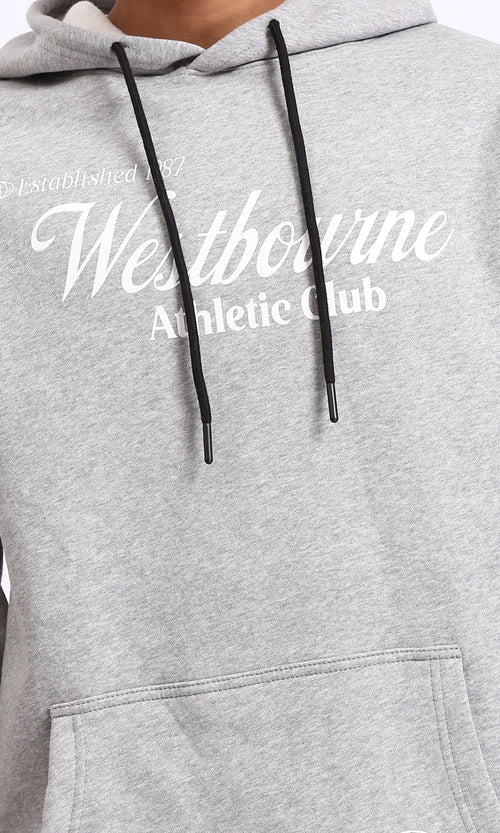 R207856 - Printed Hoodie with Kangaroo Pocket - Heather Grey