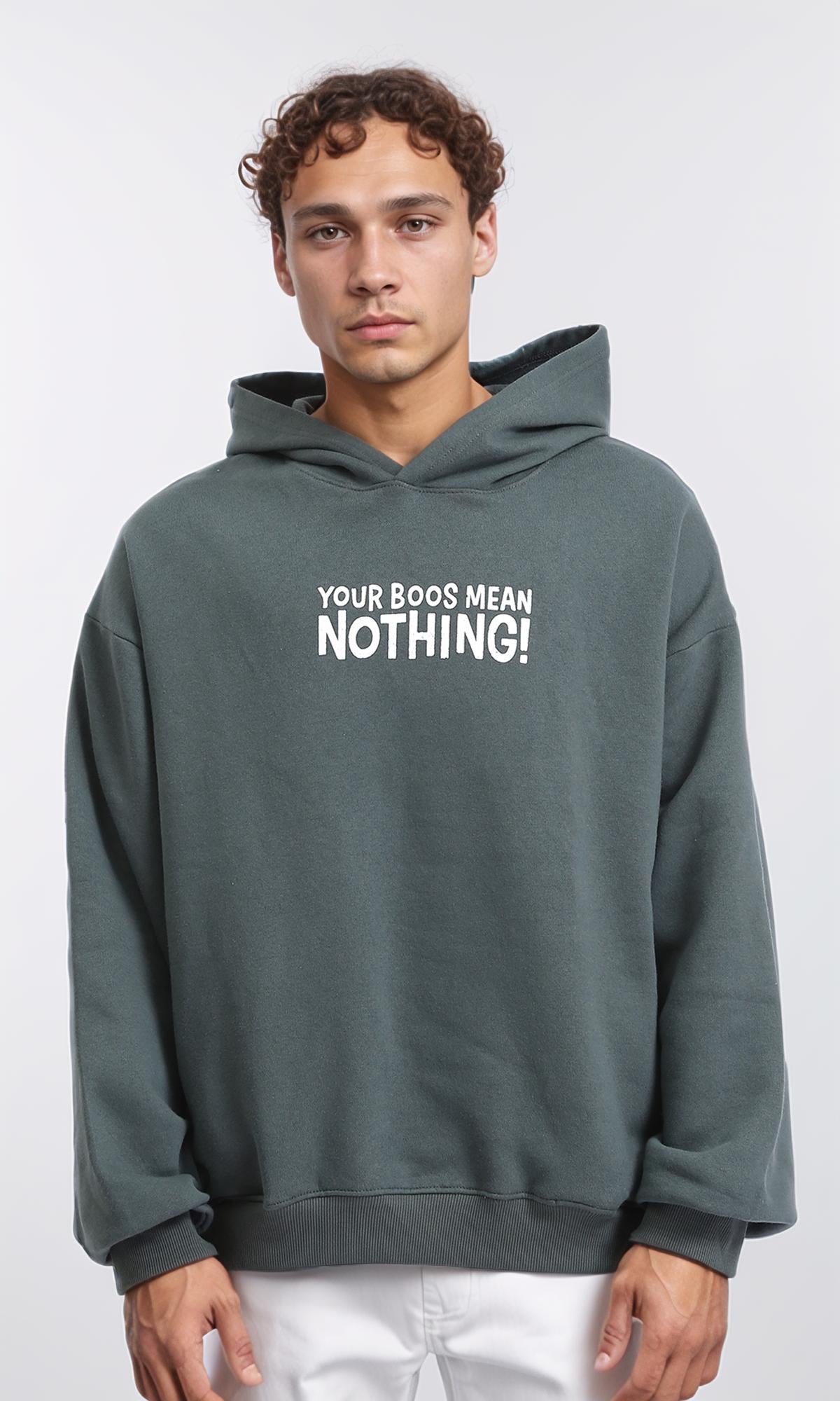 Long Sleeves Coziness Printed Hoodie - Dark Jade