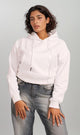R207862 - Cropped Melton Hoodie - White