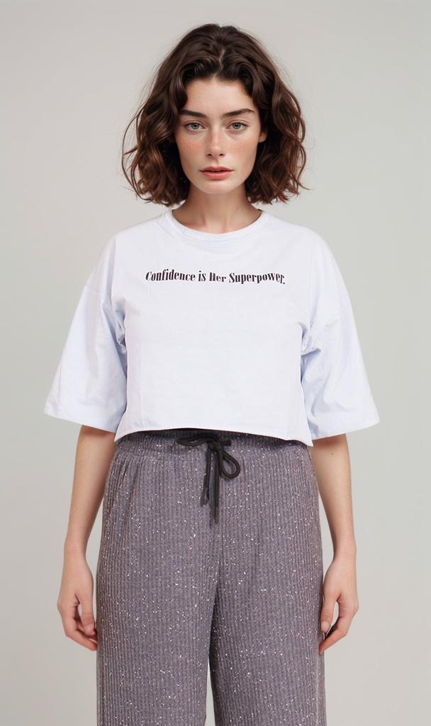 R207863-R207863 - Printed Oversized T-Shirt - White