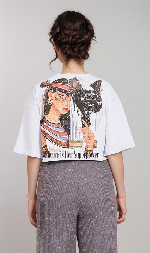 R207863-R207863 - Printed Oversized T-Shirt - White