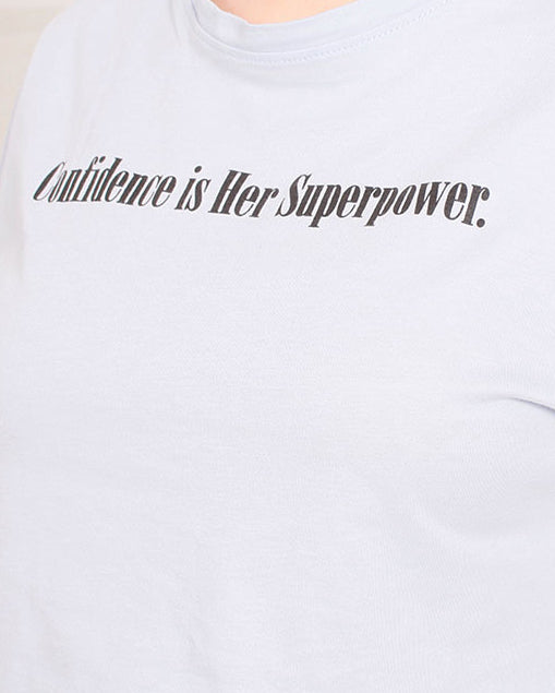 Ravin Women’s "Superpower" Cropped Graphic Tee - Sky Blue - R207863