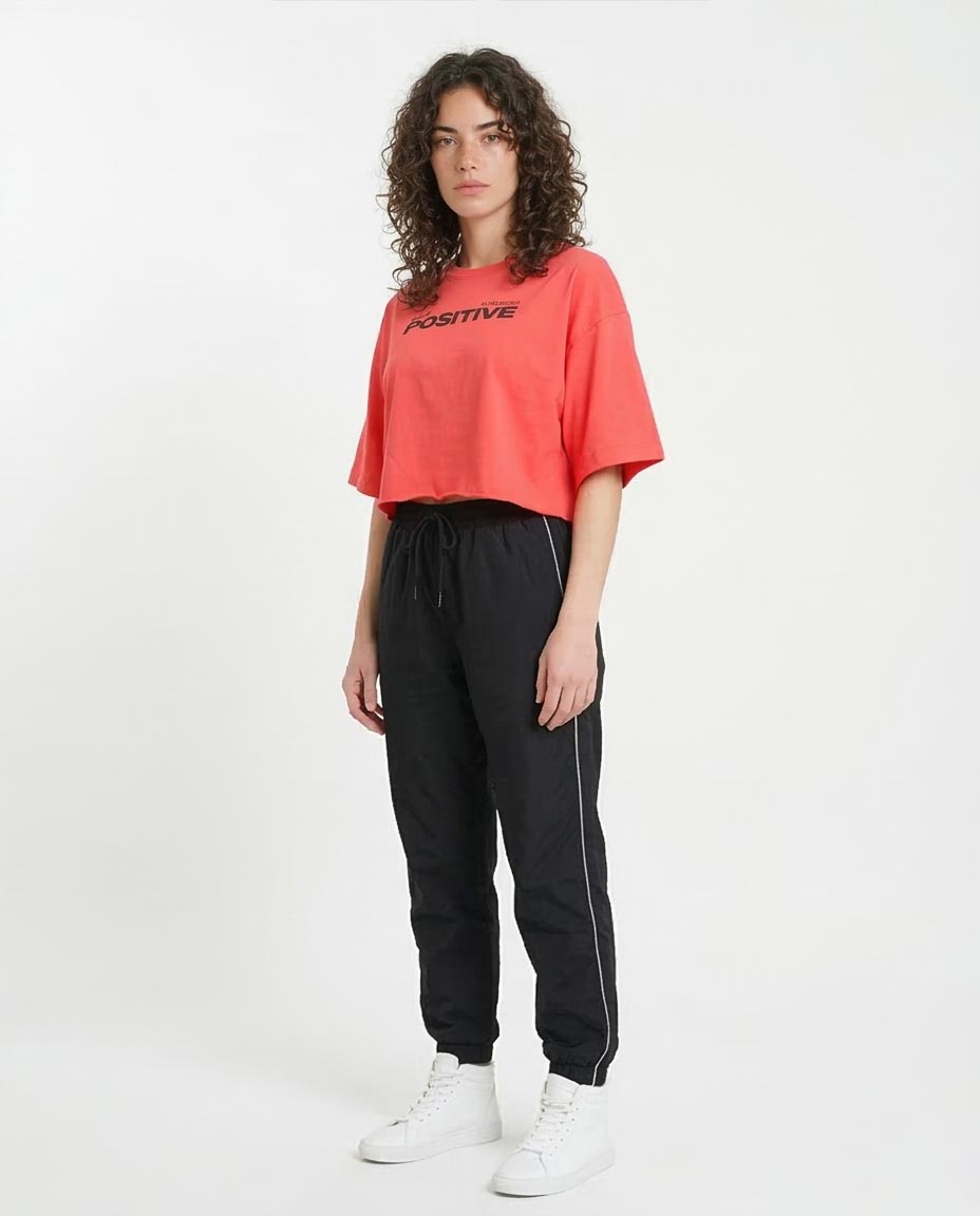 Ravin | Women’s "Positive" Cropped Oversized Graphic Tee – Coral - R207868