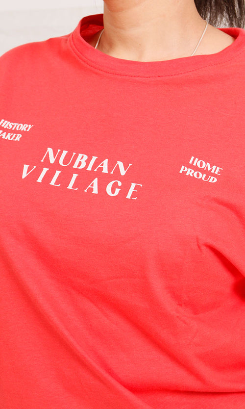 R207869 - Graphic Printed Oversized T-Shirt - Red