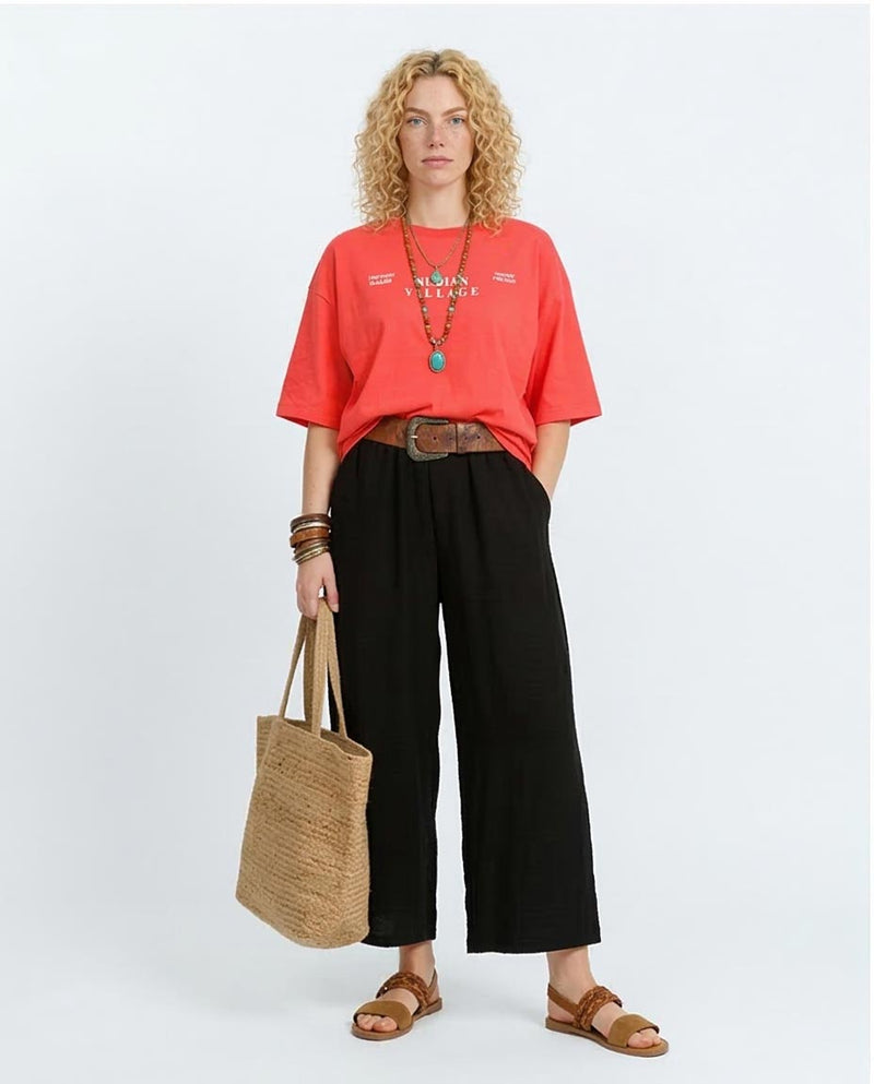 Ravin | "Nubian Village" Oversized Graphic Tee – Coral - R207869