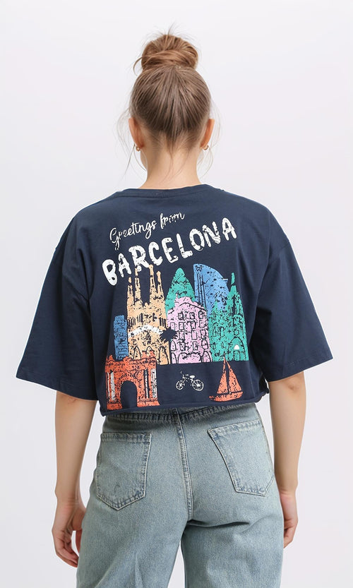 R207872 - Elbow Sleeves Relaxed Short Tee - Dark Navy Blue