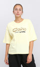 R207873 - Crew Neck Printed Slip On Tee - Light Yellow