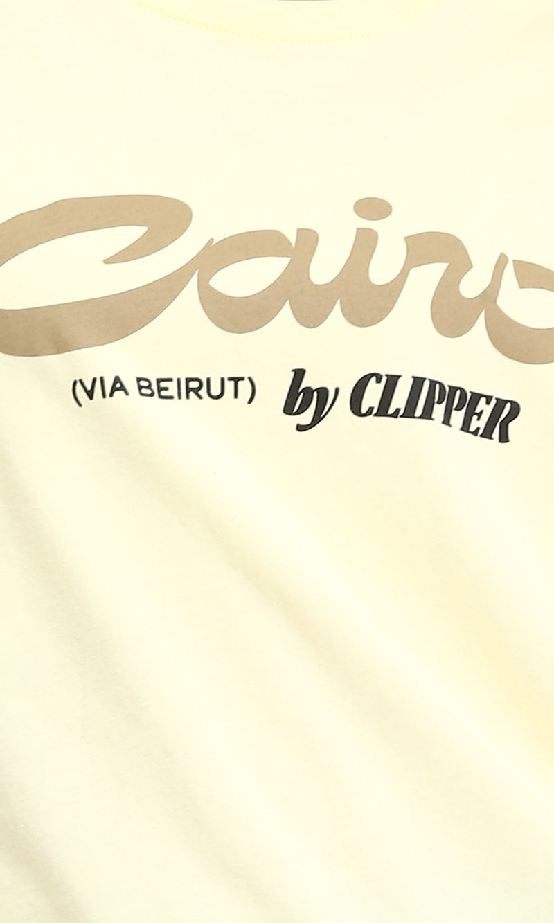 R207873 - Crew Neck Printed Slip On Tee - Light Yellow