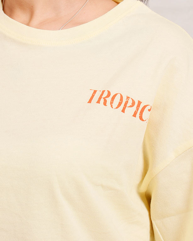 Ravin Tropical Papaya Graphic Boxy Crop Tee - Yellow - R207874