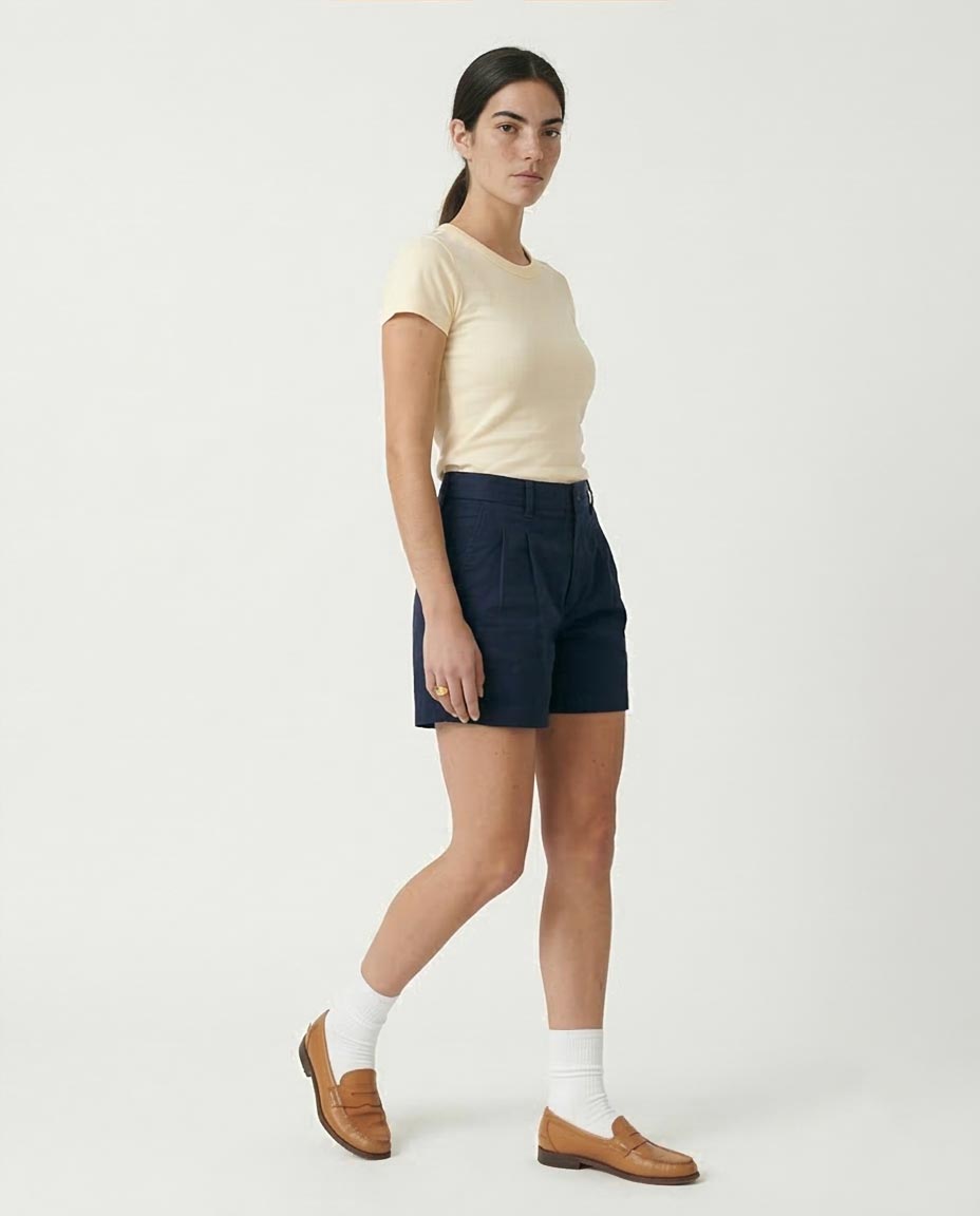 Ravin Essential Slim-Fit Ribbed Crewneck Tee in Buttercream - R207875