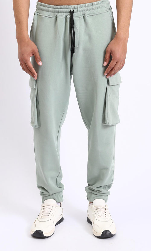 R207880 - Slip On Casual Cargo Pants - Mint Green