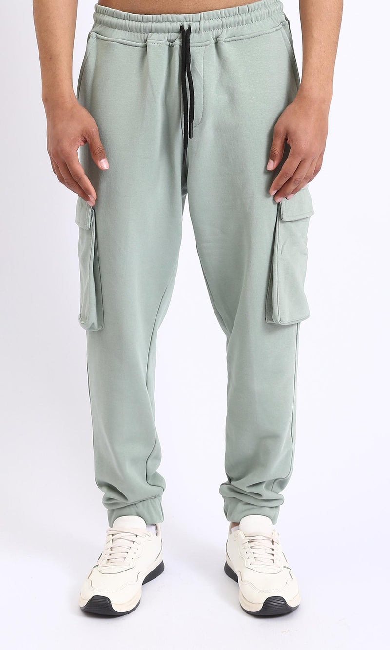 R207880 - Slip On Casual Cargo Pants - Mint Green