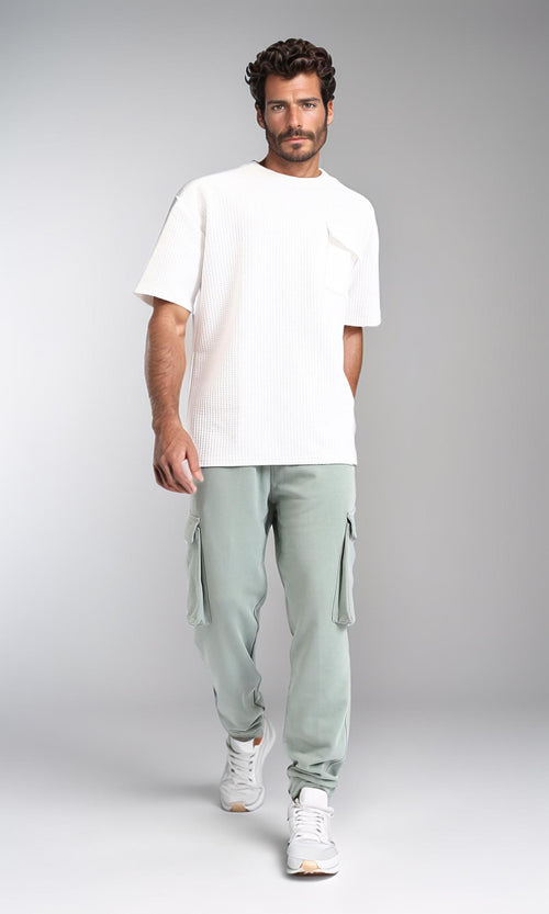R207880 - Slip On Casual Cargo Pants - Mint Green