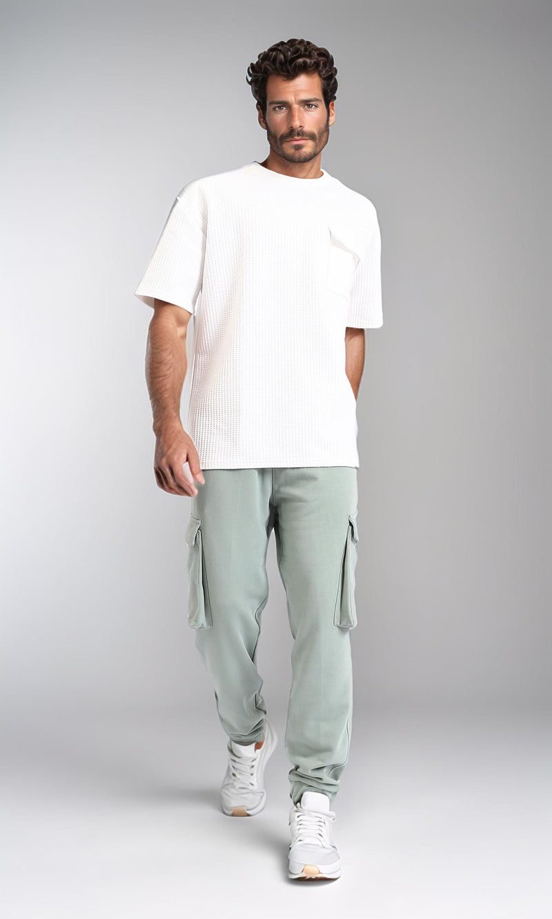R207880 - Slip On Casual Cargo Pants - Mint Green