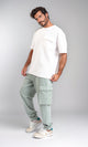 R207880 - Slip On Casual Cargo Pants - Mint Green