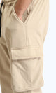 R207882 - Slip On Elastic Waist Cargo Pants - Dark Beige