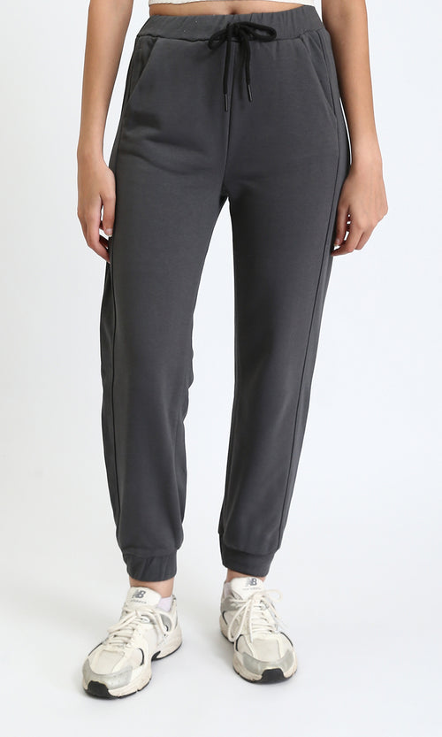 R207883 - Regular Fit Slip On Pants with Hem - Dark Grey