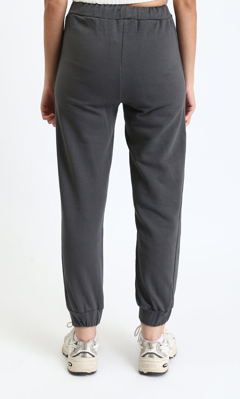 R207883 - Regular Fit Slip On Pants with Hem - Dark Grey