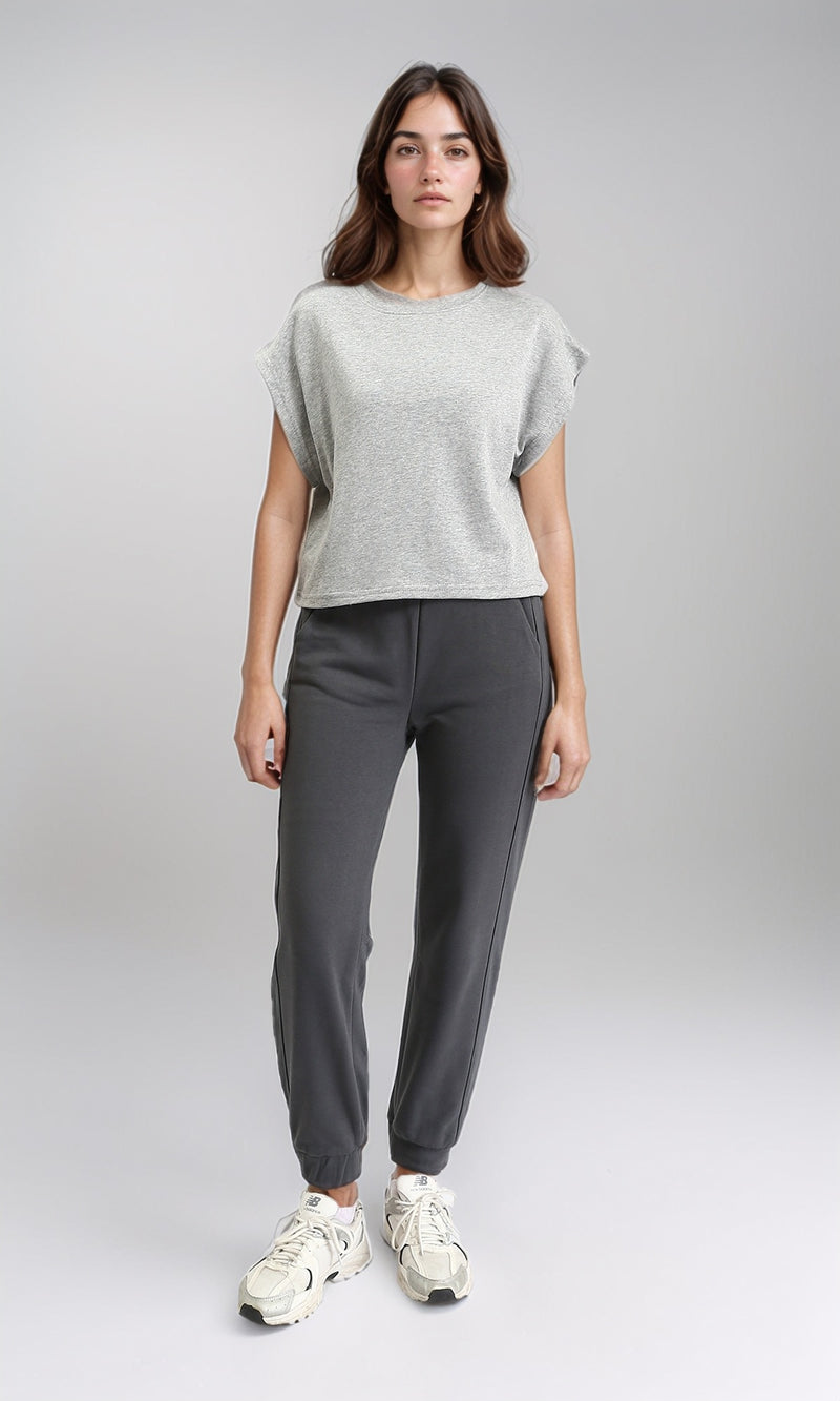 R207883 - Regular Fit Slip On Pants with Hem - Dark Grey