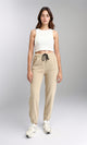 R207884 - Regular Fit Slip On Pants with Hem - Dark Beige