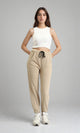 R207884 - Regular Fit Slip On Pants with Hem - Dark Beige