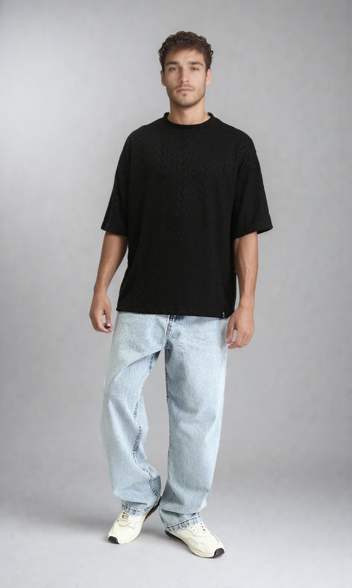 R207926 - Wide Leg Trendy Jeans - Ice Blue