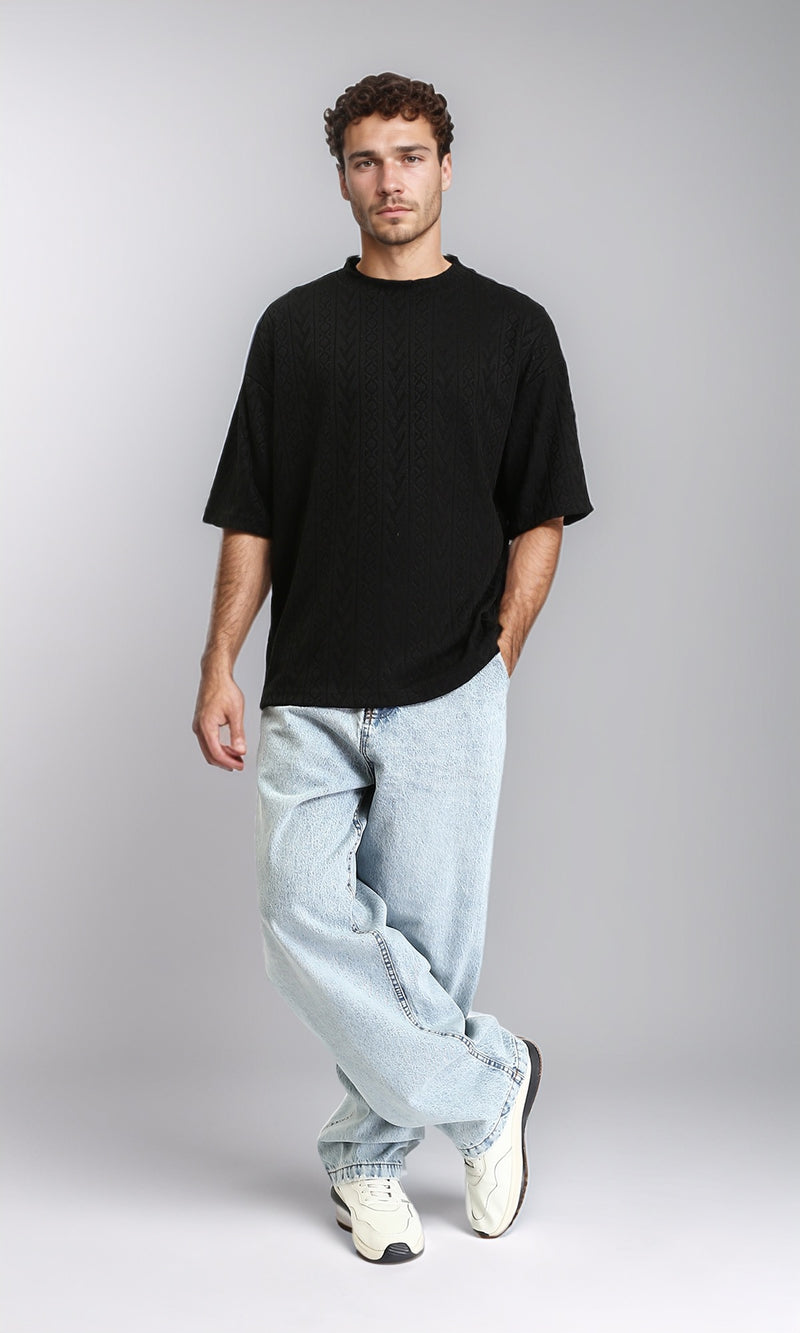 R207926 - Wide Leg Trendy Jeans - Ice Blue