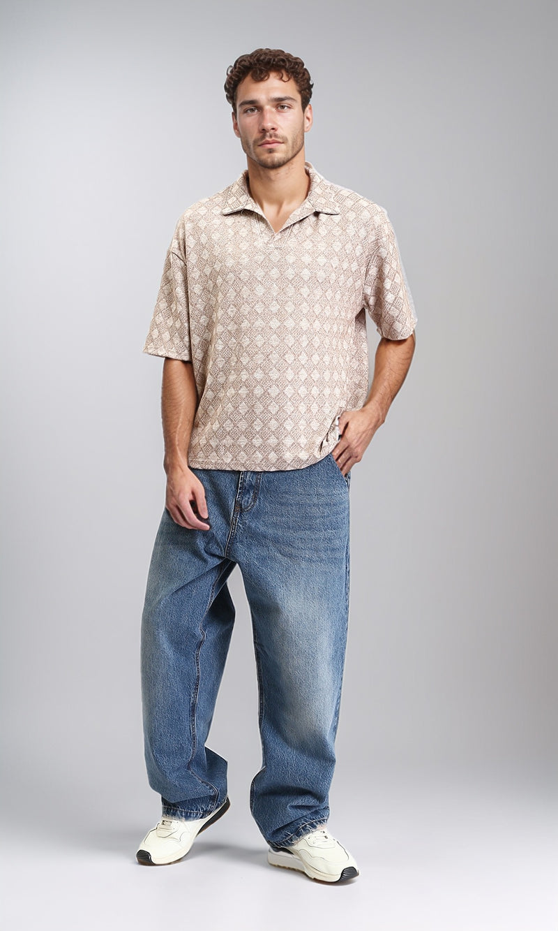 R207927 - Wide Leg Trendy Jeans - Medium Blue