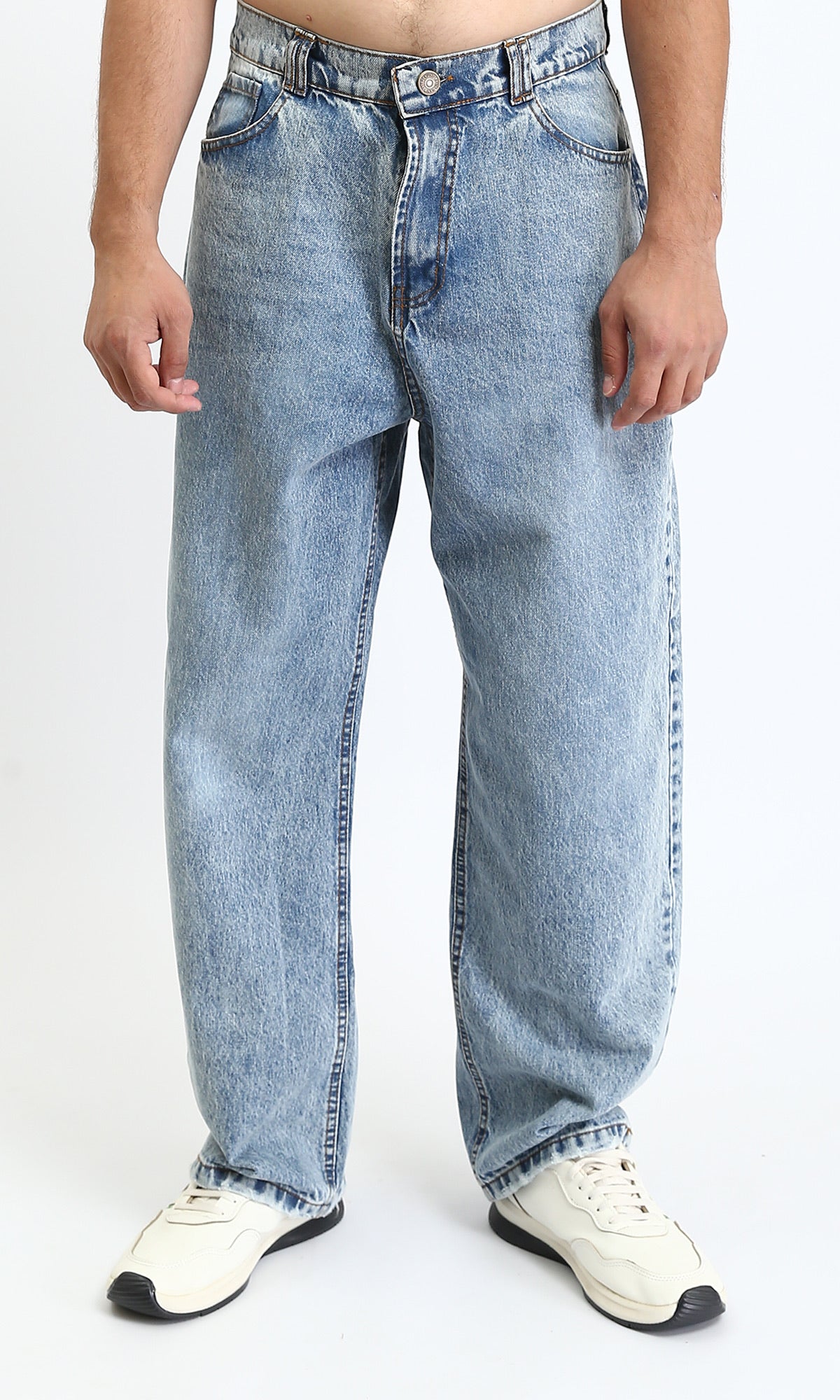 Wide Leg Trendy Jeans - Light Blue