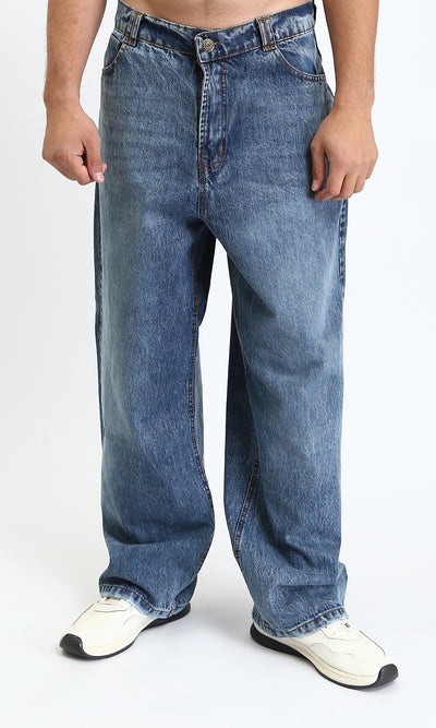 Wide Leg Trendy Jeans - Standard Blue