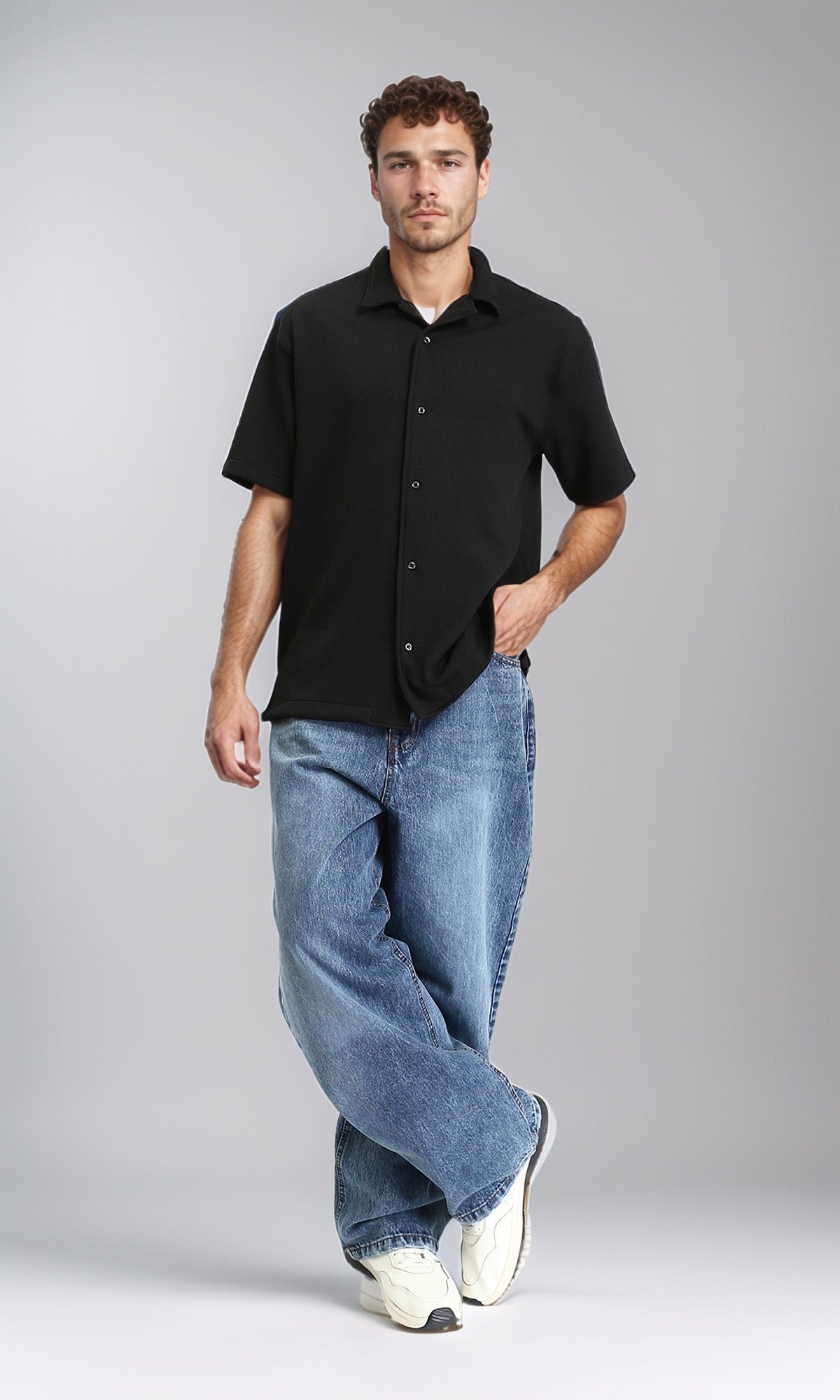 R207929 - Wide Leg Trendy Jeans - Standard Blue