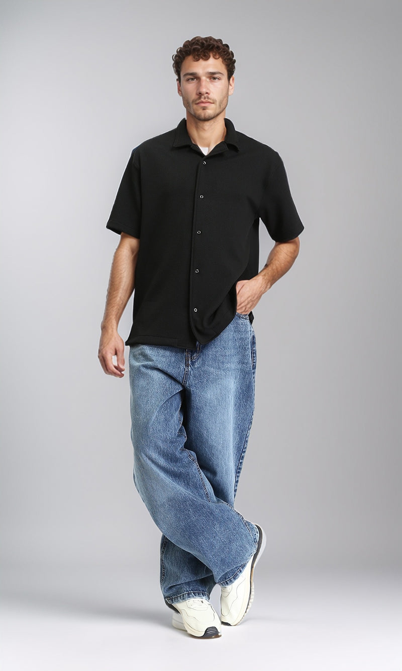 R207929 - Wide Leg Trendy Jeans - Standard Blue