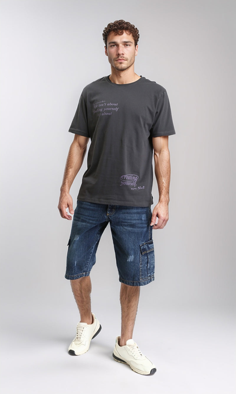 R207930 - Regular Fit Denim Shorts with Pockets - Dark Blue