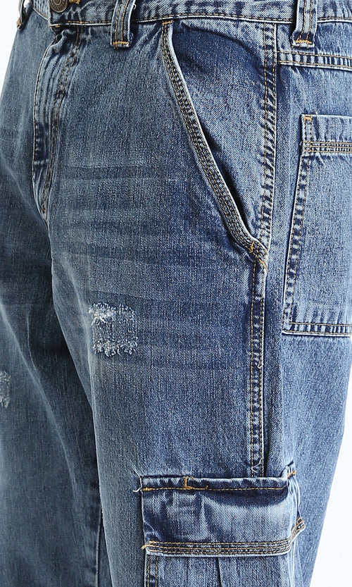 R207931 - Regular Fit Denim Shorts with Pockets - Standard Blue