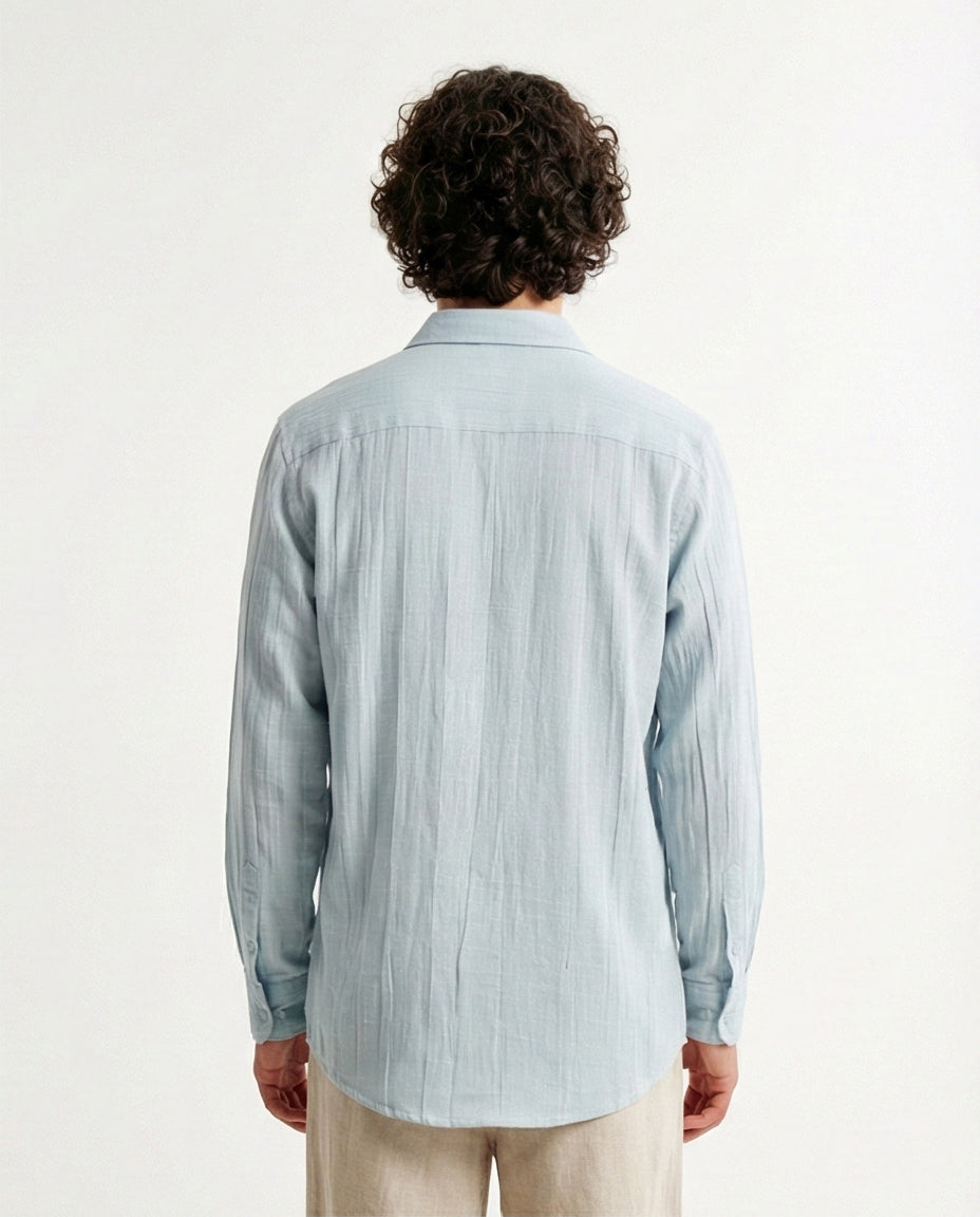 R207940 - Textured Long Sleeves Casual Shirt - Pastel Mint