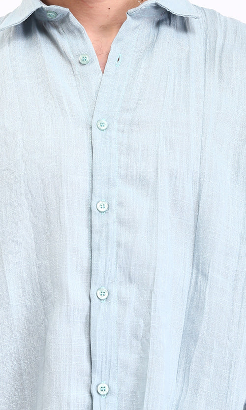 R207940 - Textured Long Sleeves Casual Shirt - Pastel Mint