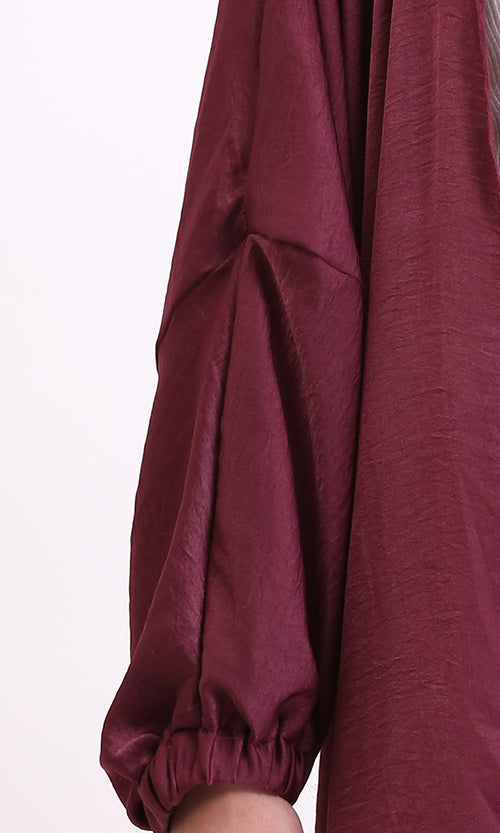 R207943 - Slip On Textured Long Cardigan - Maroon